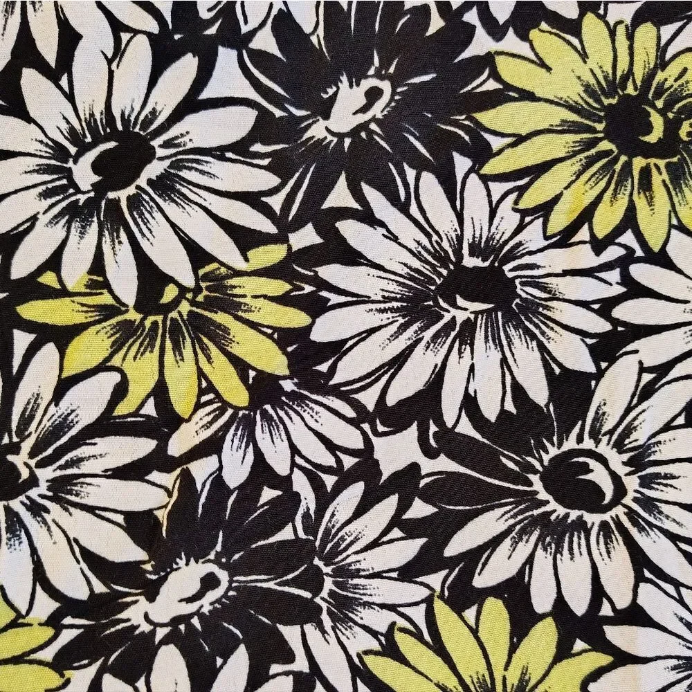 VTG 80s Floral Wrap Skort High Waist‎ Yellow Black White Rayon SZ 14 *Medium